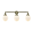 thumbnail image 2 of Innovations Lighting  Beacon 3 Light 30" Bath Vanity Light Antique Brass/Matte White, 2 of 5