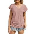 thumbnail image 1 of Blusa de Manga Corta, Color Sólido Casual, Camiseta de Bolsillo con Cuello en V para las Mujeres, 1 of 9