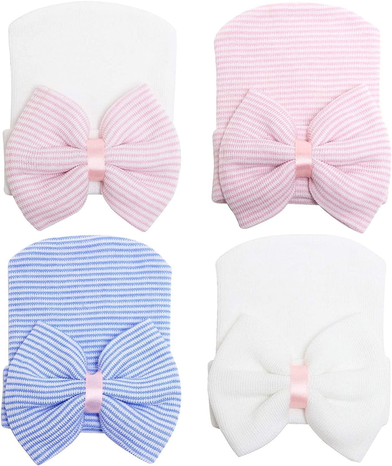 Sinhoon Newborn Hats for Baby Girls Hospital Hat Baby Girl Bows and Headbands Infant Beanie