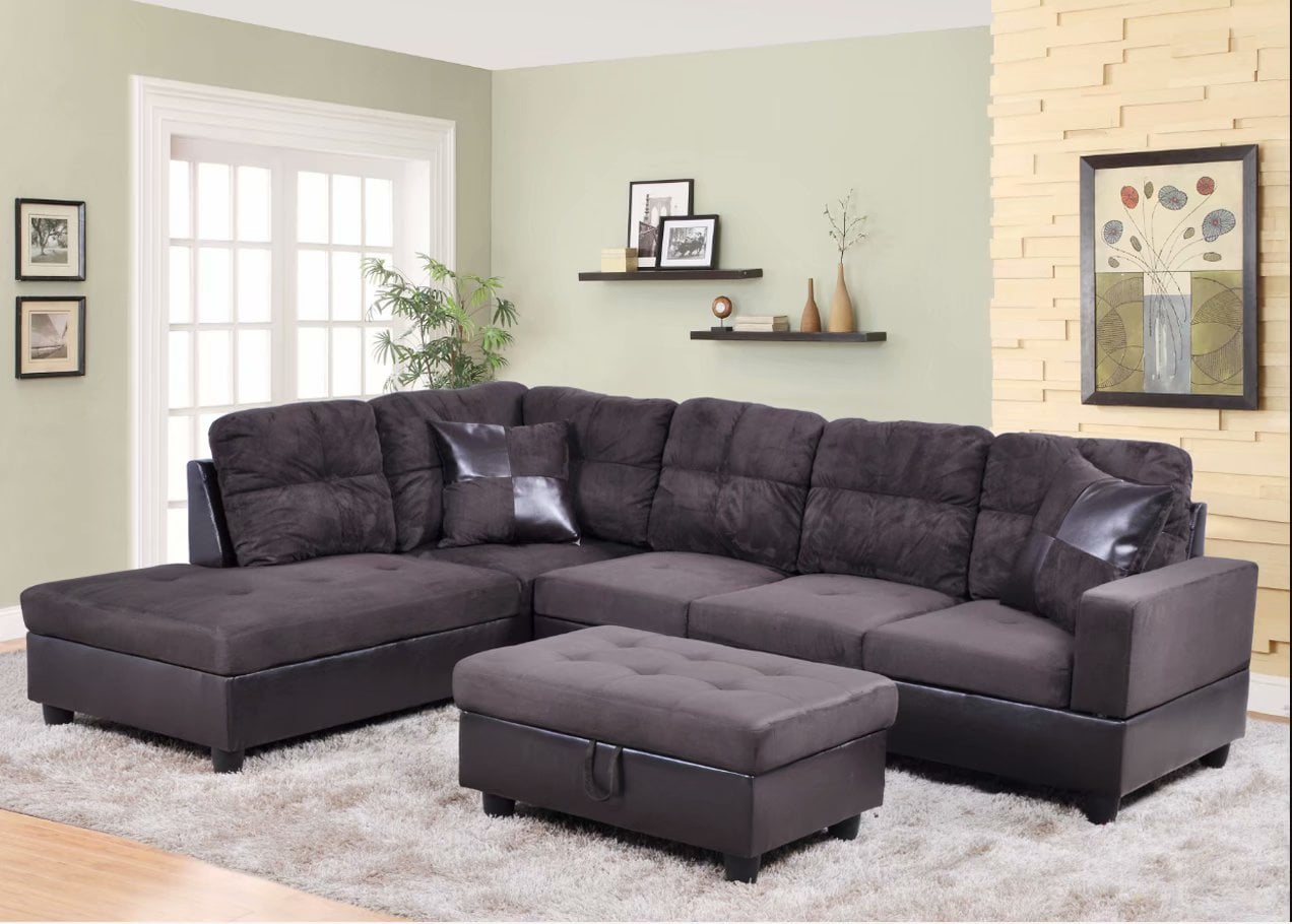 Ainehome Microfiber Sectional Sofa Set, 3PC LShaped Living Room
