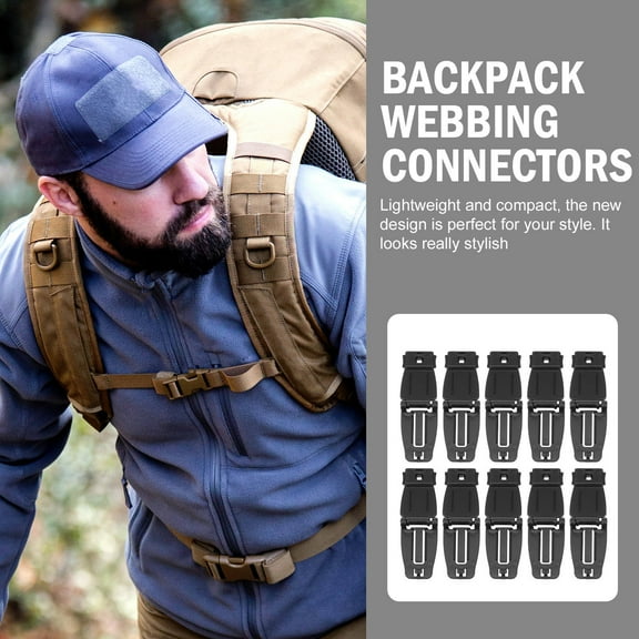 Toddmomy 10Pcs Black Rectangular Plastic Steel Nylon Webbing Buckle for Outdoor Sports Lovers Durable Connection