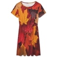 thumbnail image 3 of Autumn Leaves Women's Dress Short Sleeve Summer Sundress Summer Women Clothes, 3 of 7