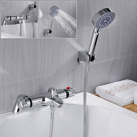 Thermostatic showerspray Bathroom Taps Bath Shower Mixer Tap Handset Deck Mounted Valve (Best Thermostatic Bath Shower Mixer Taps)