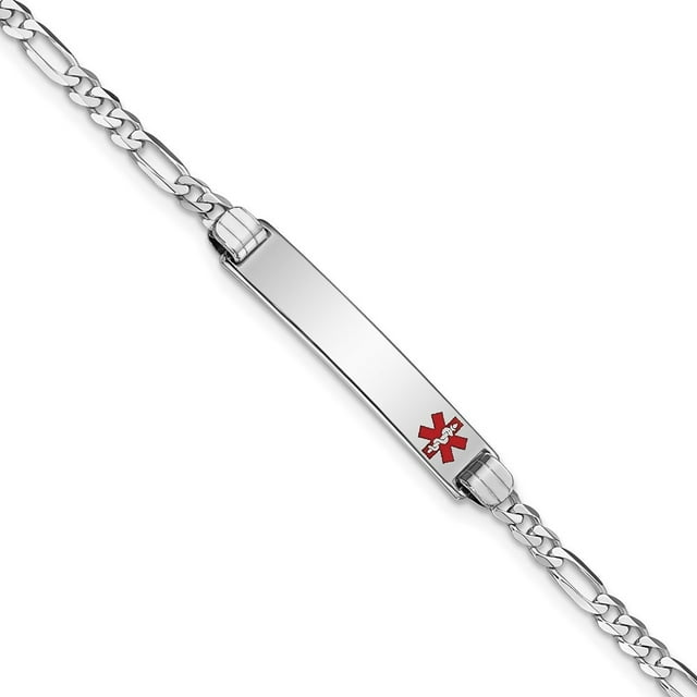 Diamond2Deal 14K Bracelet Médical en Émail Rouge Blanc avec Lien pour Femmes (L - 8 Pouces, L - 5.5mm)