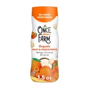 (2 pack) Once Upon a Farm Organic Baby Puffs, Mango, Carrot & Coconut, 1.5oz Canister
