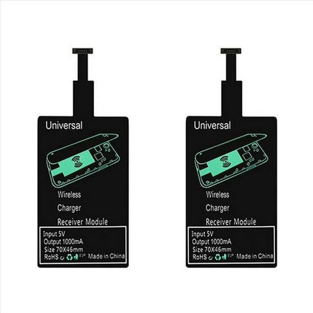 2X Receptor de Carga Inalámbrica Ligero Adaptador de Cargador Inalámbrico Rápido Universal (para Micro-USB B)