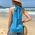 thumbnail image 4 of Kukoosong Women's Mock Neck Halter Tank Tops, Sleeveless Gathered High Neck Camisole Tops, Soft Stretchy Loose Fit Casual Vest Shirts for Summer, 4 of 7