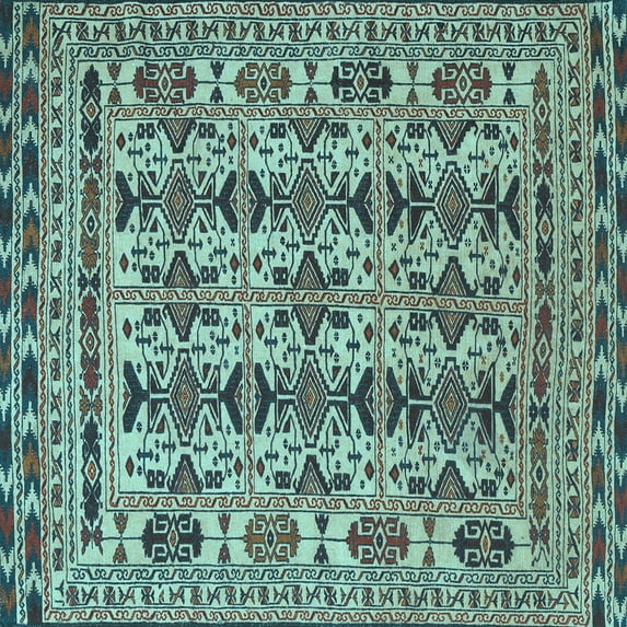Ahgly Company Indoor Square Southwestern Light Blue Country Area Rugs, 5' Square
