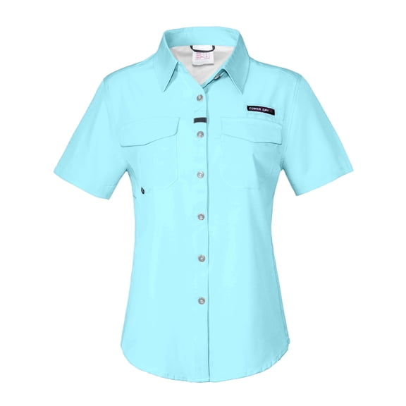 Women's UPF 50 UV Protection Shirt, Short Sleeve Fishing Shirt, Breathable and Fast Dry Pale Light Blue S