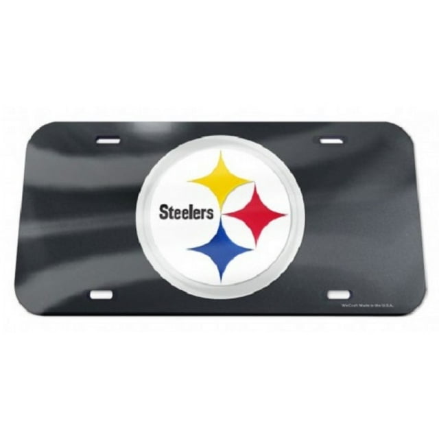 Pittsburgh Steelers Black Crystal Mirror Laser License Plate