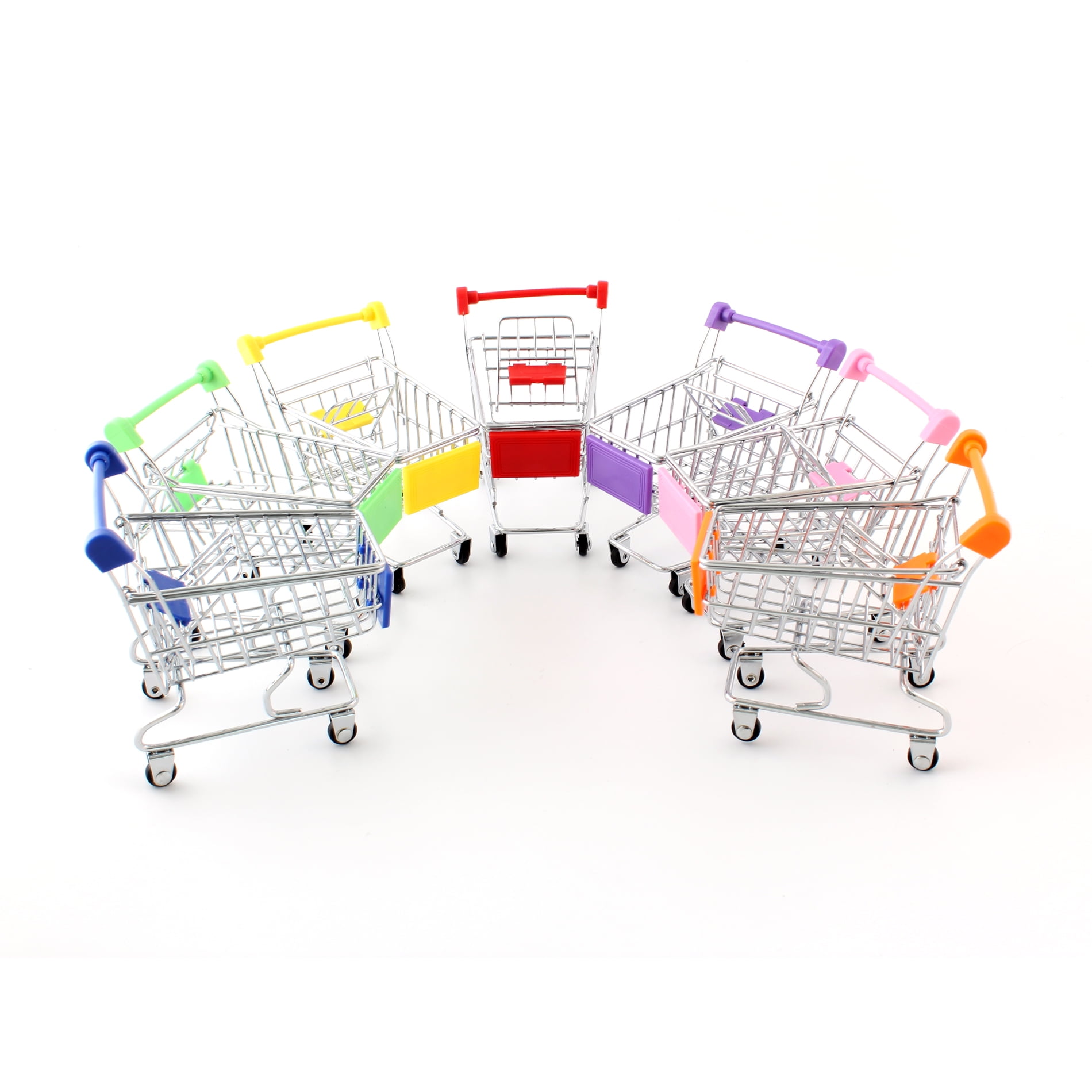 Mini Shopping Basket Kids Play Toy Cart Supermarket Desk Tidy Storage Chrome LP 
