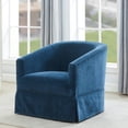 thumbnail image 2 of Elm Baltic Blue Polyester Fabric Skirted 360-degree Swivel Accent Chair, 2 of 12