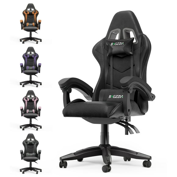 Bigzzia High-Back Gaming Chair PC Office Chair Computer Racing Chair PU Desk Task Chair Ergonomic Executive Swivel Rolling Chair with Lumbar Support for Back Pain Women, Men (Dark)