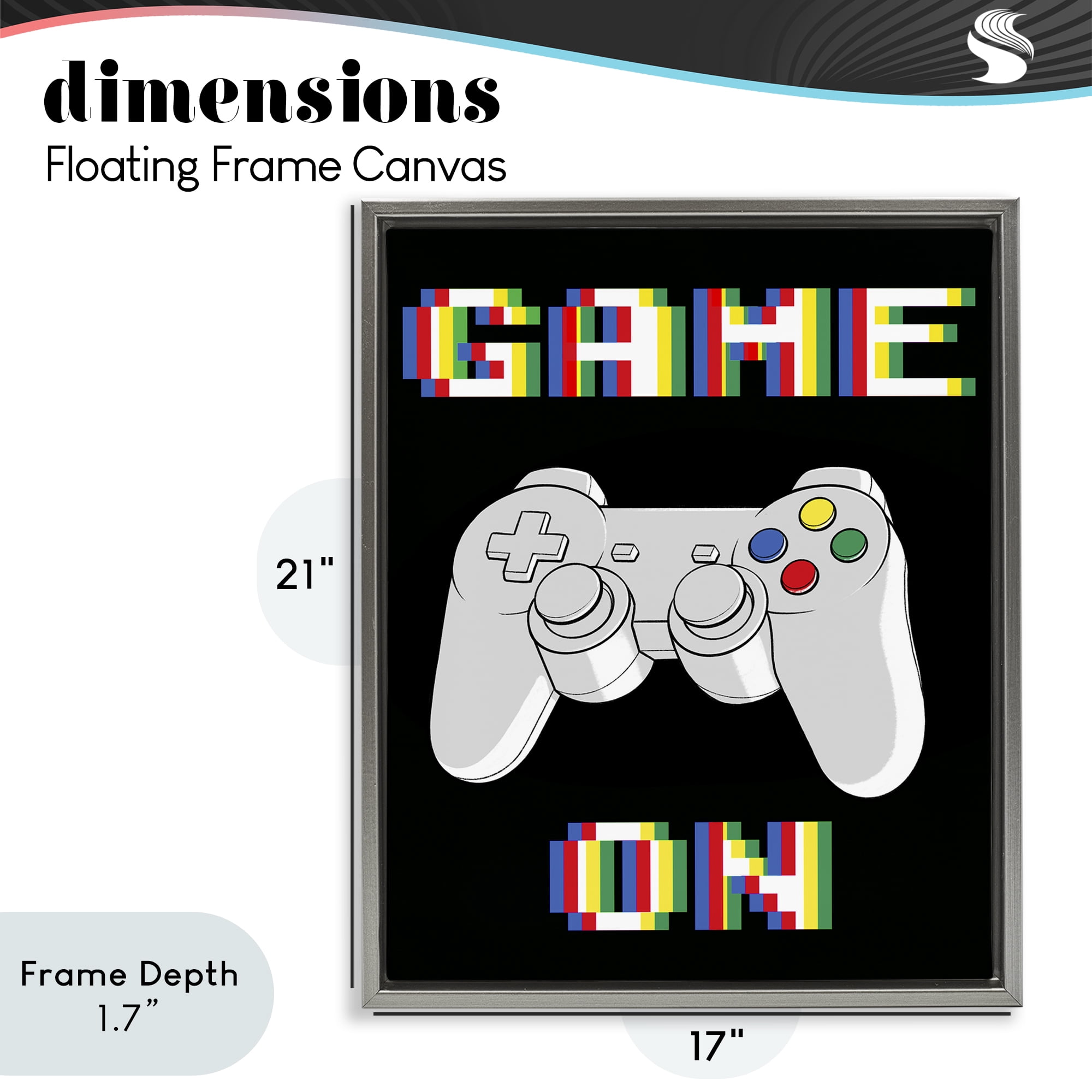 Stupell Industries Colorful Digital Game On Gray Framed Floater Canvas Wall Art, design by Marcus Prime