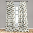 thumbnail image 2 of Woods Window Curtains, Antler Reindeer with Flowers Blossoming Spring Season Foliage Art, Lightweight Decor 2-Panel Set with Rod Pocket, Pair of - 28"x63", Brown Laurel Green and White, by Ambesonne, 2 of 3