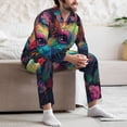 thumbnail image 7 of Naloa Colorful Patterned Rabbit Men’s Pajamas Set - Long Sleeve Button Down Sleep Shirt and Pajama Bottoms Sleepwear Set-Small, 7 of 7