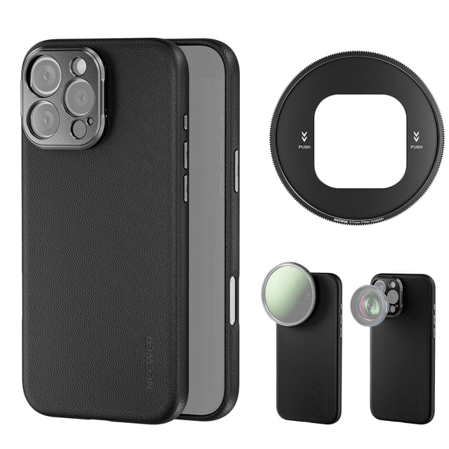 Funda de teléfono NEEWER para iPhone 16 Pro Max con soportes de lente y adaptador