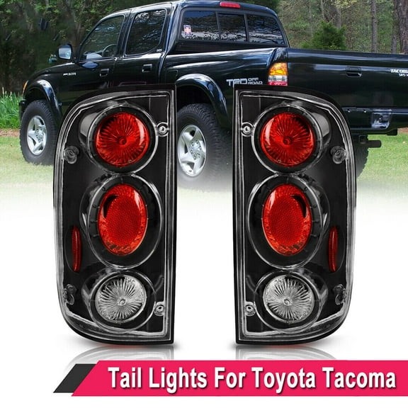 For 2001-04 Toyota Tacoma Tail Lights Black Clear Rear Lamps Pair Altezza Style
