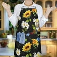 thumbnail image 6 of Black Sunflower White Daisy Pattern Apron-Garden Aprons for Women with Pockets-Cotton Linen Waterproof Kitchen Cooking Gardening Aprons Adjustable for Kitchen,Cooking,BBQ and Salon 33x27 Inch, 6 of 7