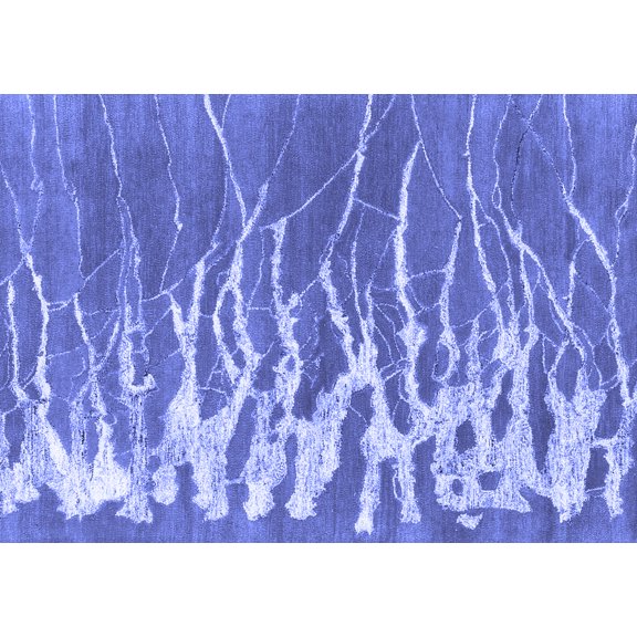 Ahgly Company Indoor Rectangle Abstract Blue Contemporary Area Rugs, 2' x 4'