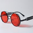 thumbnail image 5 of Gafas de sol de estilo gótico para hombre y mujer, lentes de sol redondas de aleación de Metal, Estilo Vintage Steampunk rojo, 2023, 5 of 5