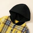 thumbnail image 6 of URMAGIC URMAGIC Toddler Boys Long Sleeve Plaid Hooded Shirt Drawstring Jogger Pants Outfits, 6 of 10