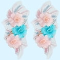 thumbnail image 7 of 2Pcs Pink Blue Flower Lace Applique Sparkle Sequins 3D Floral Embroidered Patches Sew On Vintage Polyester Cloth Applique, 7 of 7
