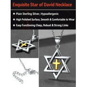 FaithHeart Star of David Cross Necklace for Women Men Sterling Silver Jewish Church Jewelry Solomon Hexagram Christ Protective Amulet Jewelry Gift for Wife Girlfriend Mothers Day