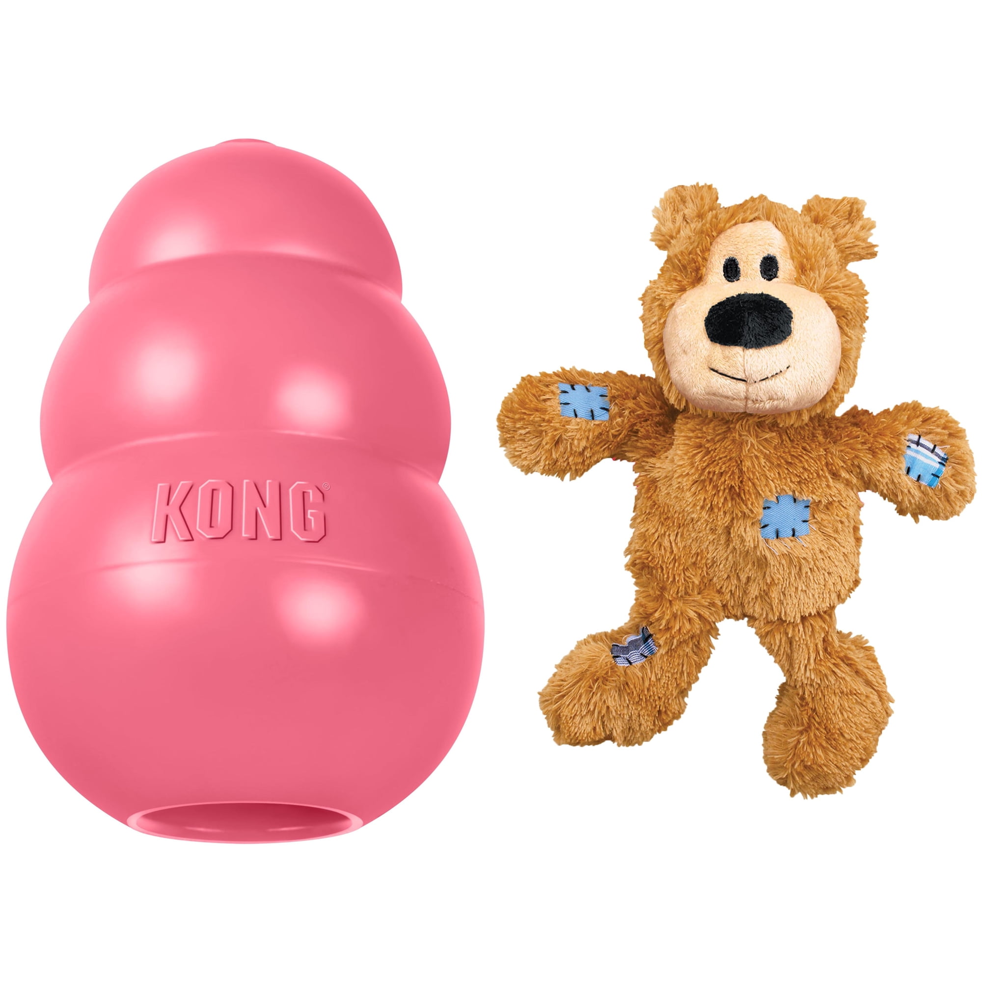 KONG Puppy Play Kit includes Classic Rubber Puppy Dog Toy (Small) Wubba Squeaker Toy (Small) & Wild Knots Internal Knotted Rope Bear (S/M)