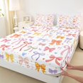 thumbnail image 4 of Manfei Rainbow Ribbon Bow Queen Sheets,Cute Coquette Bowtie Queen Sheet Sets,4pcs,1 Flat Sheet,1 Fitted Sheet and 2 Pillowcases, 4 of 6