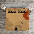 thumbnail image 3 of Ambesonne Dinosaur Quilted Bedspread Set 3 Pcs, Prehistoric Wilderness, Queen Size, Pale Brown Orange Black, 3 of 3
