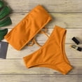thumbnail image 2 of JoveMarine Women's Bandeau Two-Piece Bikini Set, Strapless with Padded Cups, No Underwire, Summer Beach Swimsuit, Trendy Bikini Sets for Women,Orange S, 2 of 3