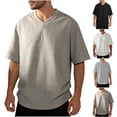 thumbnail image 6 of CHGBMOK Mens Textured Casual T-Shirt Stretch Loose Solid V Neck Short Sleeve Tees Shirts, 6 of 6