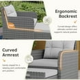 thumbnail image 6 of LHBcraft Balcony Furniture 5 Piece Patio Conversation Set, PE Wicker Rattan Outdoor Lounge Chairs with Soft Cushions 2 Ottoman&Glass Table for Porch., 6 of 8