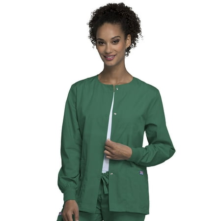 

Cherokee Workwear Prints Women s Scrubs Jacket Snap Front Warm Up 4350