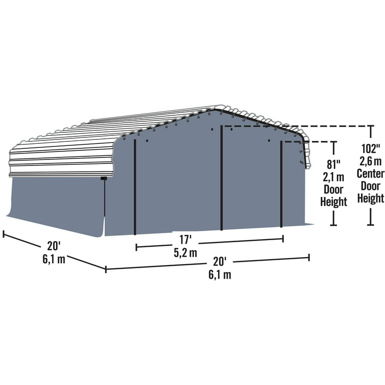 ShelterLogic 10183 Arrow Large Car Shelter, 20x20 ft Outdoor