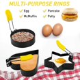 thumbnail image 5 of Moldes antiadherentes para hacer huevos con forma de estrella, corazón, flor y círculo con mango de silicona para bandeja para hornear huevos y panqueques, 5 of 5