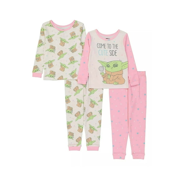 Centric Brands Girls Star Wars Mandalorian Come to the Cute Side 4 Pc Toddler Pajamas (4T)