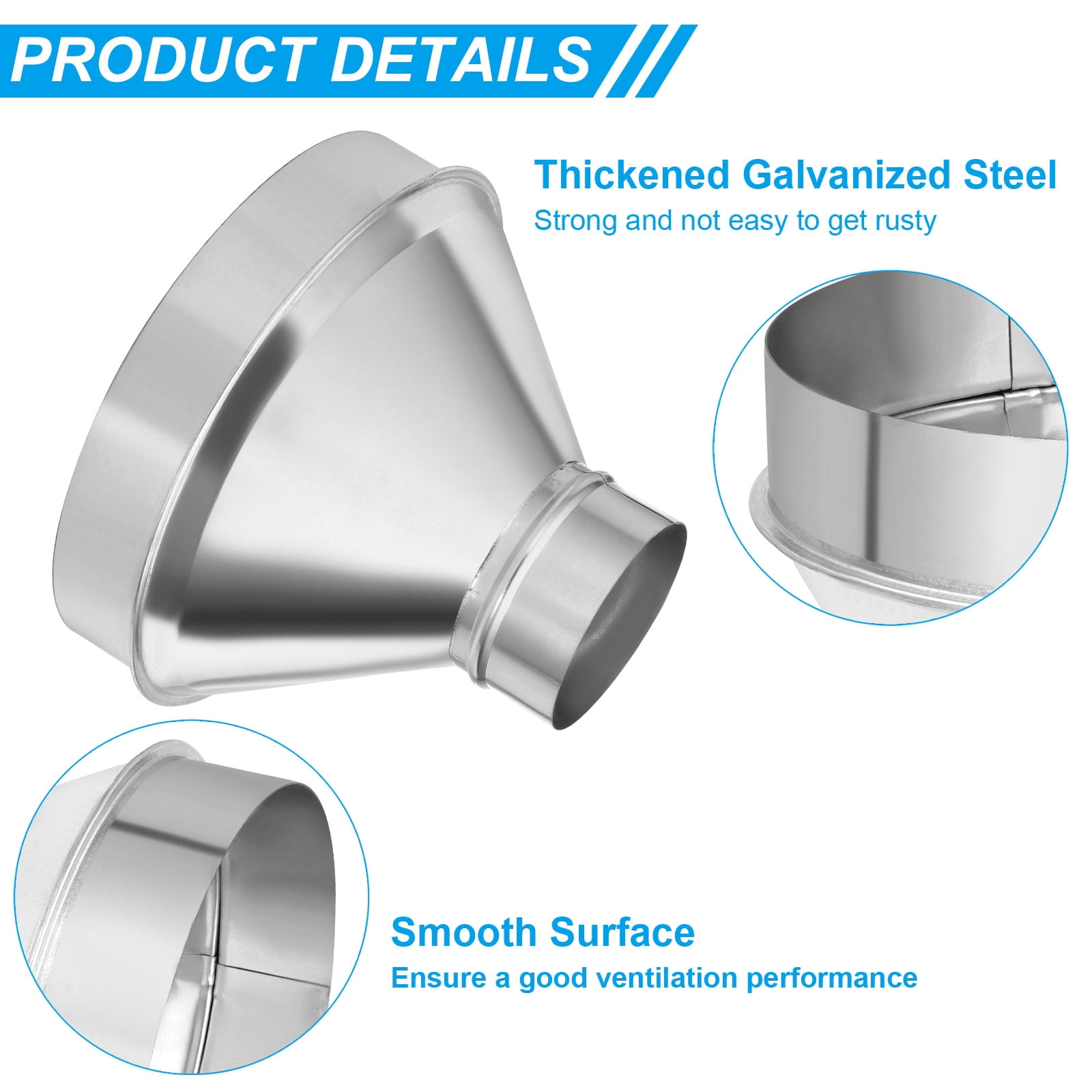 Uxcell 4" to 10" Galvanized Steel Round Duct Reducer Adapter Connector, Silver Tone