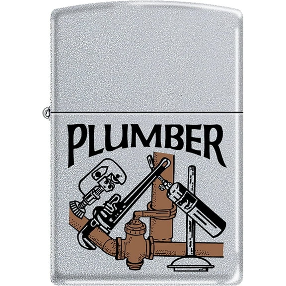 Zippo Lighter - Plumber Satin Chrome Windproof Lighter #Z284 (Satin Chrome #Z284)