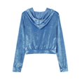 thumbnail image 4 of 2 Piece Sets for Women Elegant Solid Color Velvet Tops with Hood and Wide Leg Trousers Cozy Casual Satin Voile Jogger Ensemble, 4 of 6