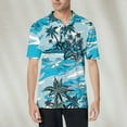 thumbnail image 2 of CCRFTGI Hawaiian Shirt for Men Big and Tall Cotton Short Sleeve Polo Shirts Summer Plain Shirts for Men Vacation Palm Trees Printed Button Up Mens T Shirts,Sky Blue S, 2 of 5