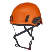 MSA 10242810 V-Gard H2 Pro Safety Type 2 Helmet with Comfortable Fas-Trac III Ratchet Suspension | Push-Button Accessory Rail and Universal Lighting Clips | Non-Vented, Standard Size in Orange CA2