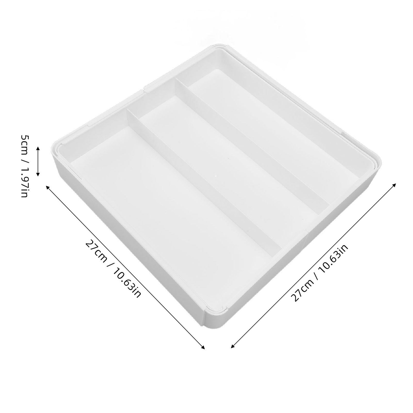 BIMZUC 10.63"×10.63"×1.97" ABS Drawer Organizer – Versatile Kitchen, Bedroom, Office Tray for Cutlery, Jewelry, Electronics