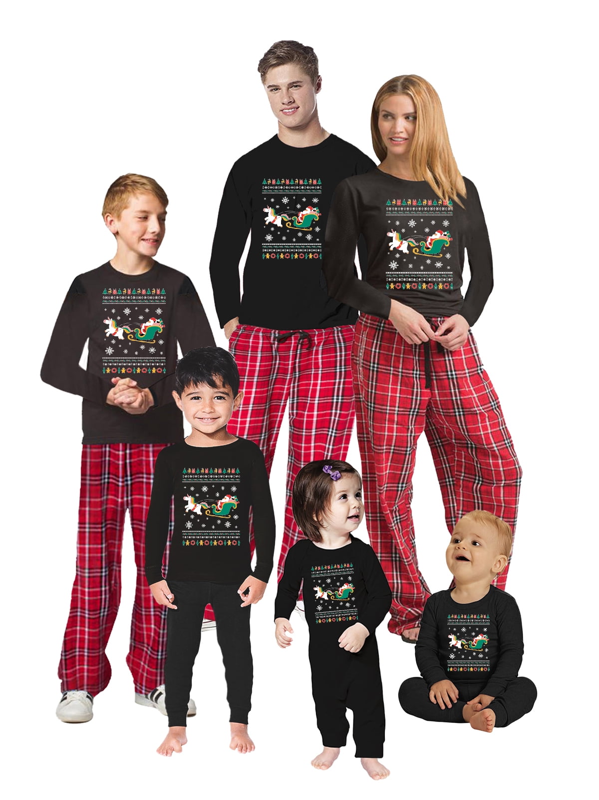 Awkward Styles Christmas Pajamas for Family Xmas Santa with Unicorn ...
