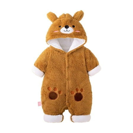 

Baby clothes for girls Newborn Infant Baby Boys Girls Embroidery Cartoon Hooded Romper Warm Clothes Fragarn