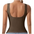 thumbnail image 2 of Ribbed Tank Top with Built in Bra for Women Basic Padded Camisole Scoop Neck Tank Top Plain Wide Strap Undershirts Summer Cami Top Sleeveless Home Vests for Yoga Sports, 2 of 7