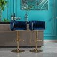 thumbnail image 6 of Velvet Swivel Bar Stools Set of 2, Modern Height Adjustable Stool Chair with Chrome Footrest and Base, Counter Height Bar Chairs with Low Back for Kitchen Pub, Kitchen, Café and Dining Chairs, Navy, 6 of 7