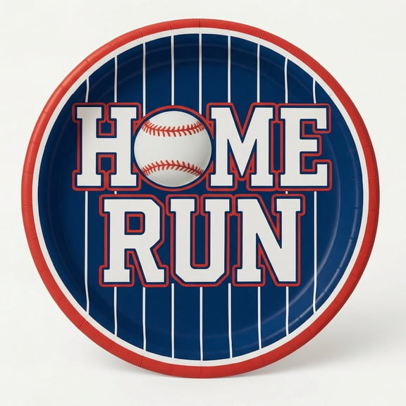 Home Run Baseball Paper Plates 8 Ct - 7" Round Disposable Party Plates Heavy Duty