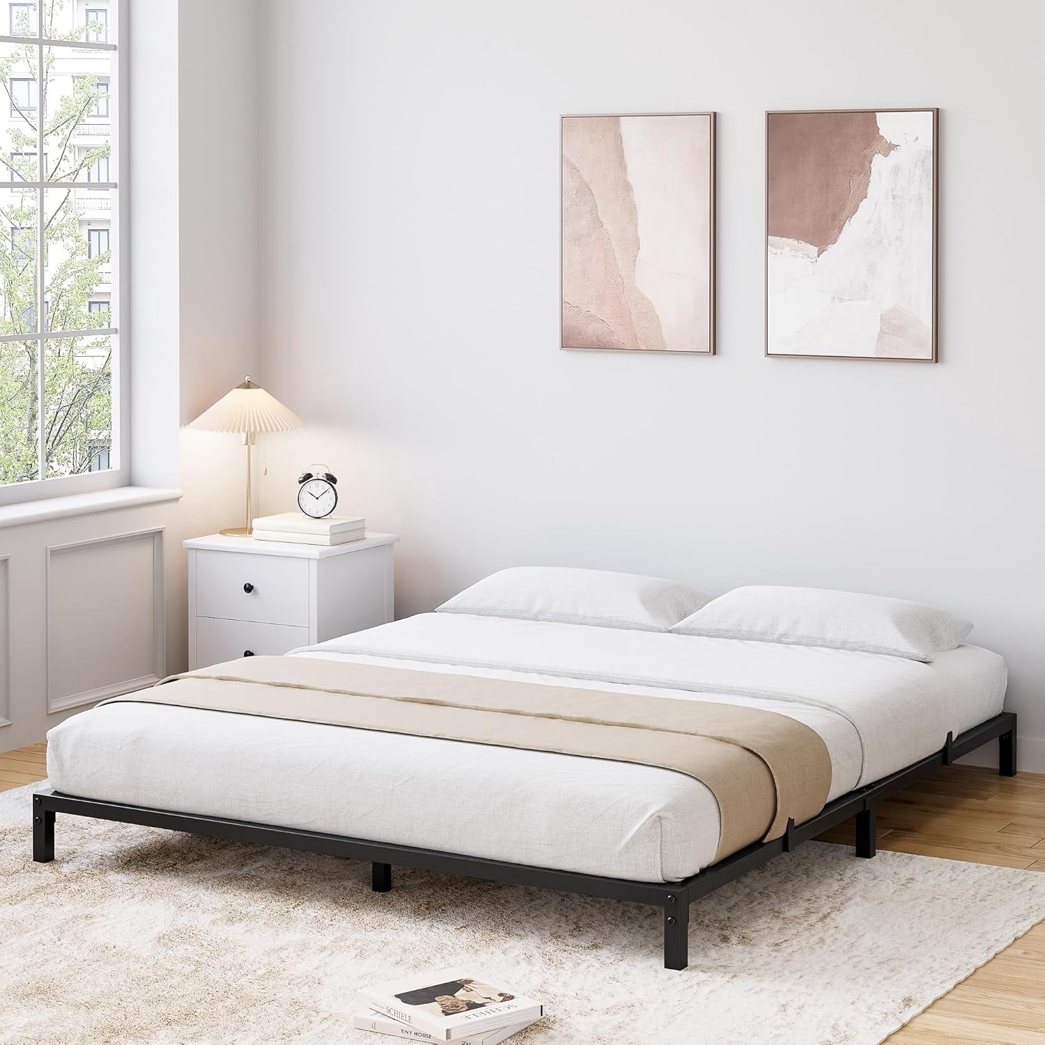 6 Inch Full Size Metal Bed Frame – Heavy Duty Platform Bed with Storage Space,Steel Support,No Box Spring Needed, Easy Assembly Mattress Foundation, Noise-Free,Black